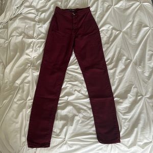 Fashion Nova Super High Waisted Burgundy Aphrodite Skinny Jeans Size 5